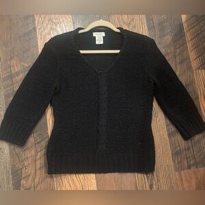 Kate Hill Black V-Neck Sweater in size medium . 3/4 sleeve. Great condition!